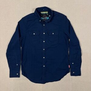 Chubbies Wanderers Club Shirt Mens Small Navy Blue Bigfoot Long Sleeve Outdoors